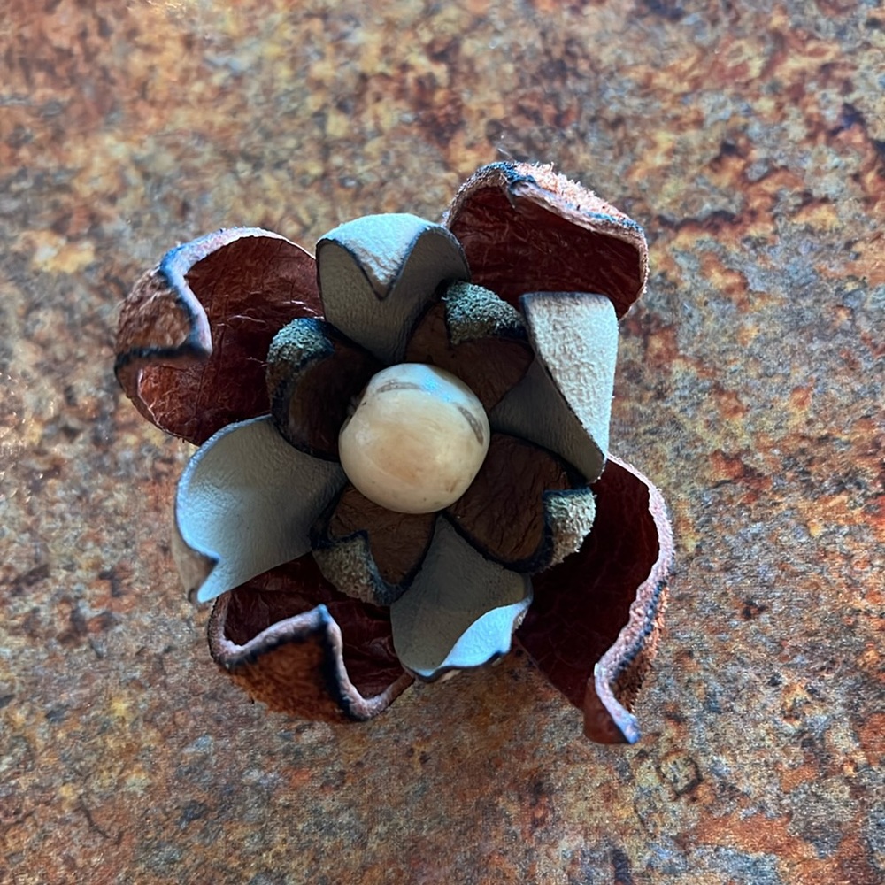 Up-Cycled Leather Lotus Hair Clip